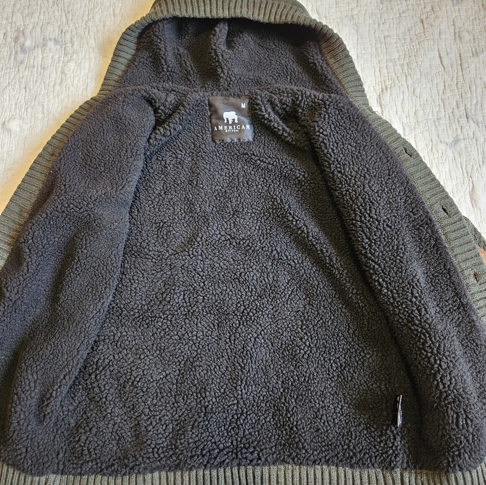 NWT American Stitch Men's Green Hooded Cardigan-Style Jacket/Coat Size Medium - Picture 4 of 13